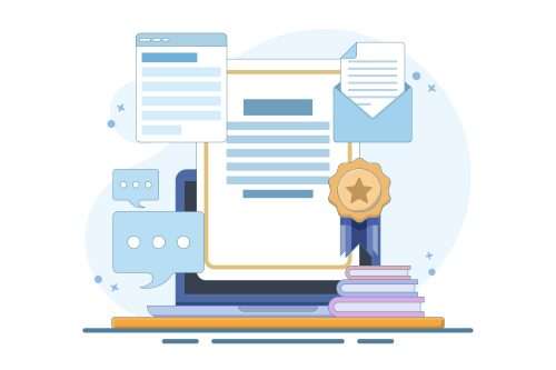 Illustrazione: attestato di certificazione professionale con medaglia