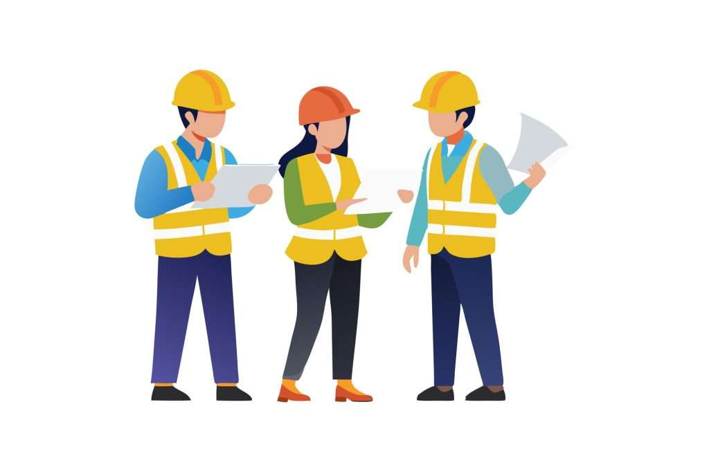 Responsabile dei lavori e committente esaminano i documenti dell’incarico in cantiere