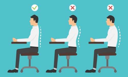 Illustrazione: posture corrette e scorrette alla scrivania con videoterminale