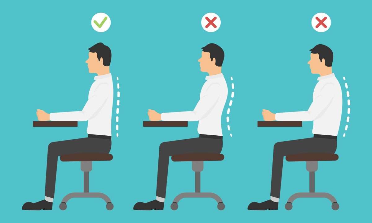 Illustrazione: posture corrette e scorrette alla scrivania con videoterminale